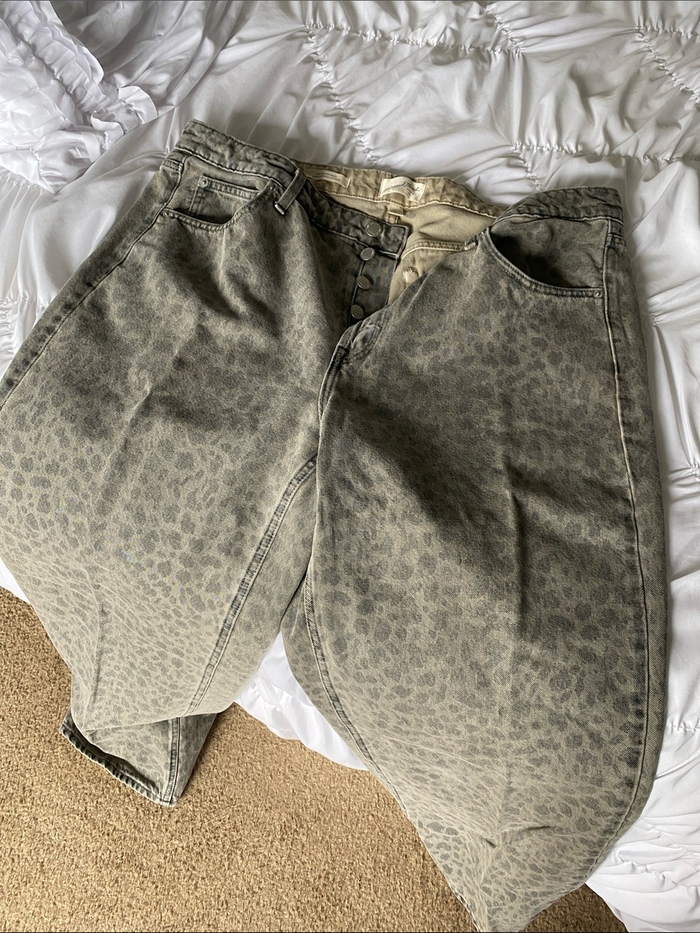 Universal Thread Greenish Gray Leopard Boyfriend Jeans